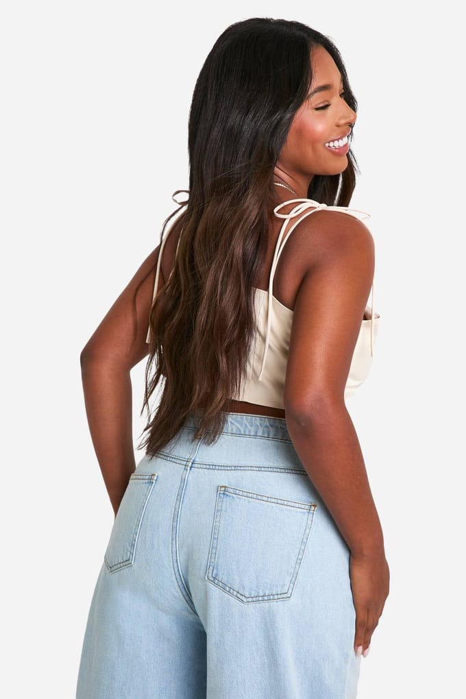 boohoo Dames Plus Naad Detail Corset Top | Ecru | Maat: 56