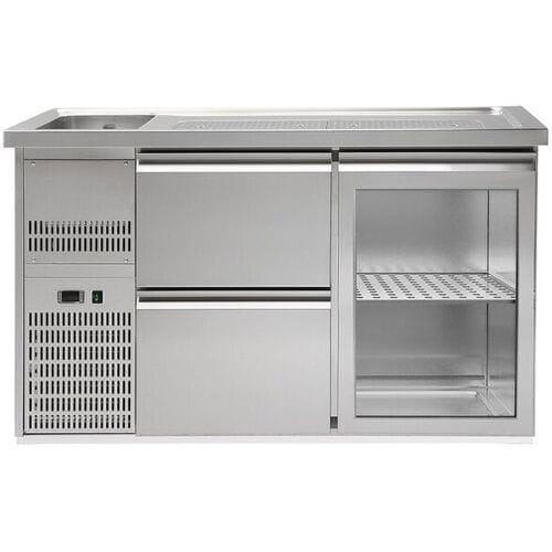 GGM Gastro Biertheke Premium PLUS - 1550x700mm - 1 Glastür & 2 Schubladen
