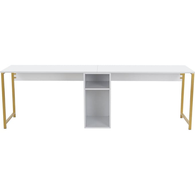 Skye Decor Twin Study Desk - Bureau - Wit/Goud - 240 cm