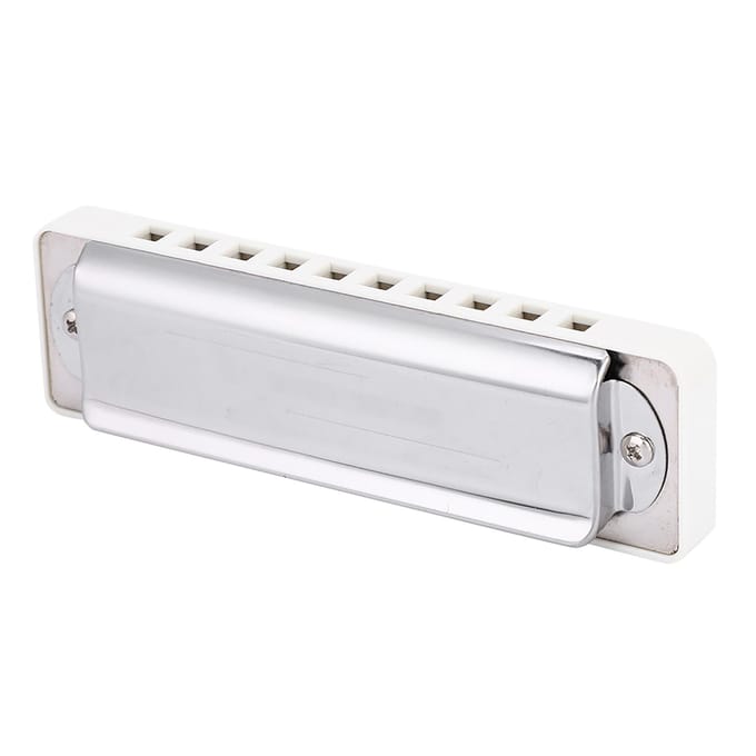 KONGSHENG AM 20D Fosforbrons Riet 10 Gaten 20 Tonen Blues Mondharmonica in de Toonsoort C(Wit) zwart