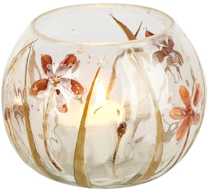 Dekoratief | Theelichthouder 'Indian Summer', transparant, glas, 9x9x8cm | A258115