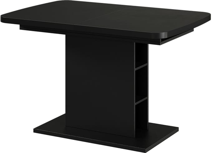 Vicco Eettafel Fenaro, Zwart, 120-160 x 80 cm met open compartimenten