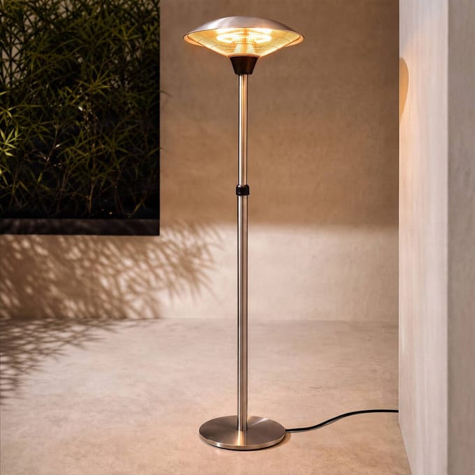 Lucande Solfire-terrasverwarmer, zilver, 200 cm, IP44