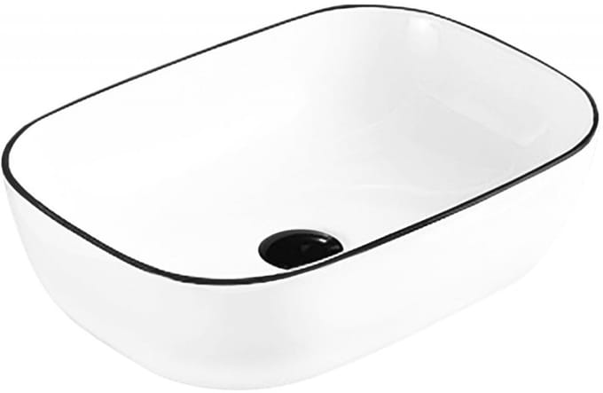Mexen Rita waskom opbouw 45 x 32 cm, wit/zwart rand - 21084507