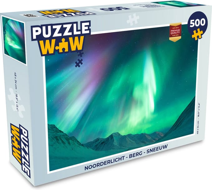 Puzzel Noorderlicht - Berg - Sneeuw - Legpuzzel - Puzzel 500 stukjes