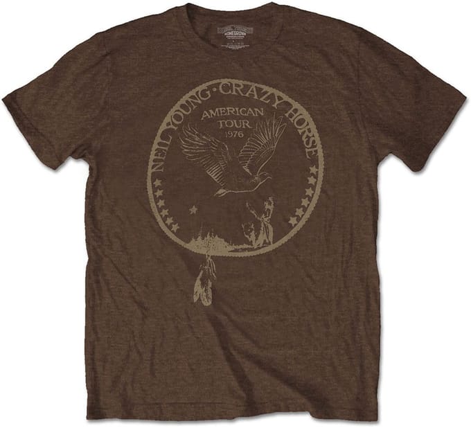 Neil Young - Tour '76 Seal Heren T-shirt - XL - Bruin