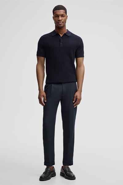 Bandplooibroek Louis, marineblauw