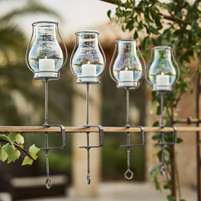 LOBERON Windlicht set van 4 Calindra helder/zilverkleurig