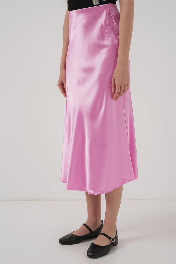 Satijnen A-Lijn Midi Rok met Elastische Taille