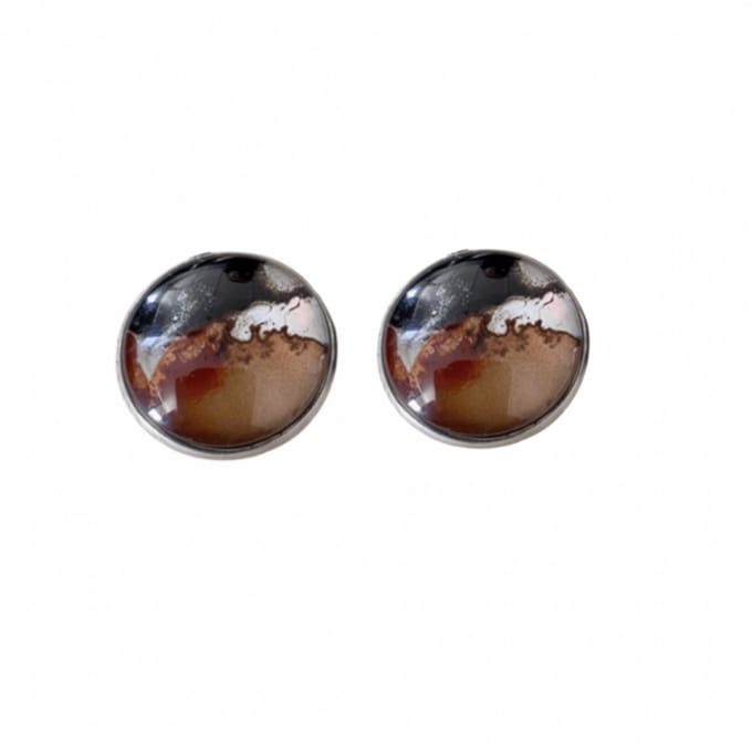 Oorbellen-Brownie-14 mm-Cabochon-Zilver - Charme Bijoux