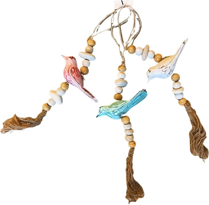 Hanging bird beads S/3