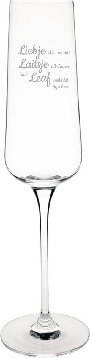 Champagneglas gegraveerd - 27cl - Liebje Laitsje Leaf