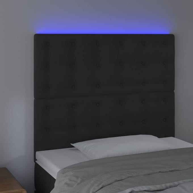 vidaXL - Hoofdbord - LED - 80x5x118/128 - cm - fluweel - zwart