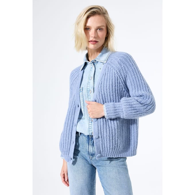 GARCIA Dames Effen Vest Blauw Lange mouw