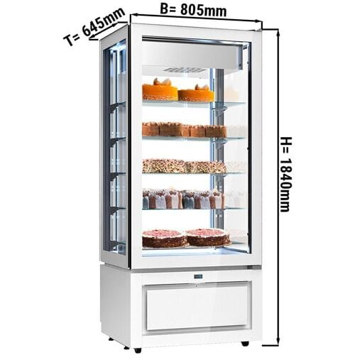 GGM Gastro Panorama-Tiefkühlvitrine - 457 Liter - 800mm - 5 Ablagen - Weiß Wit