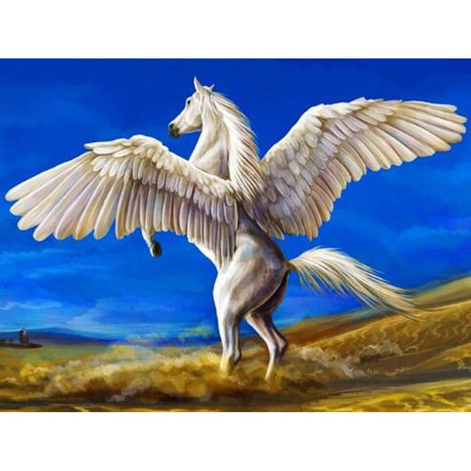Peinture diamant, perceuse complète, images de cheval, broderie diamant, strass Pegasus 20X30CM gray