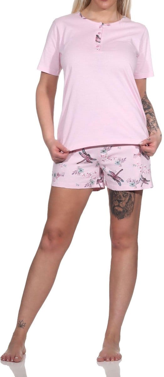 Normann dames Shorty pyjama met korte mouwen en bloemenprint