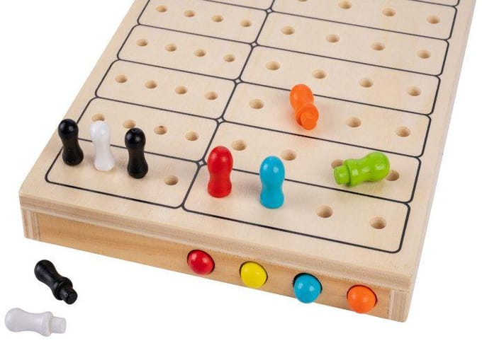 Houten Logic Spel – Code Raden – 2 Spelers – Strategisch Denkspel – Mastermind Variant in Hout – Engelhart