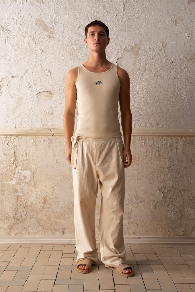 Gevachte Relaxed Fit Brede Pijpenbroek