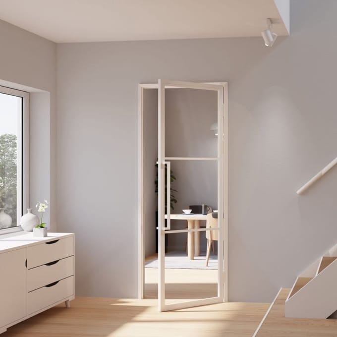 Schulte Complete Glazen Binnendeur Met Kozijn 90x201cm - Transparant - Wit - Links