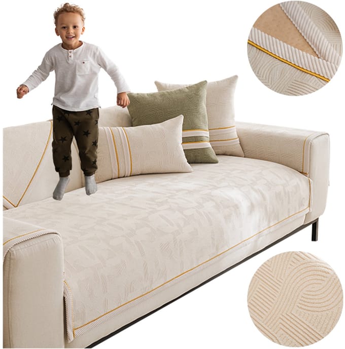 Meble od Nowa - Sofa Mat Met Gouden Bies - 90x70 cm - Crème