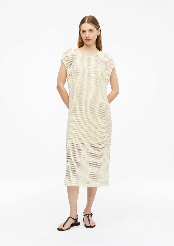 Lichte jersey jurk met opengewerkte print en ronde hals dames s.Oliver