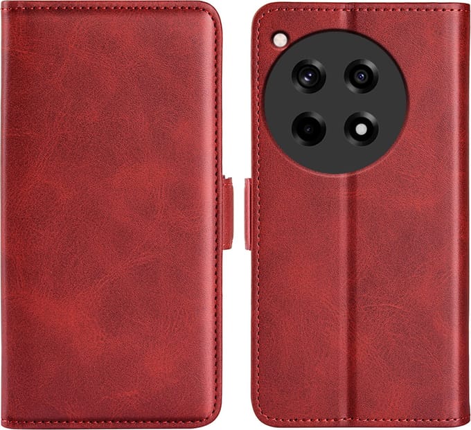 MobyDefend Hoesje - Geschikt voor OnePlus 12R - Luxe Wallet Book Case (Sluiting Zijkant) - Rood