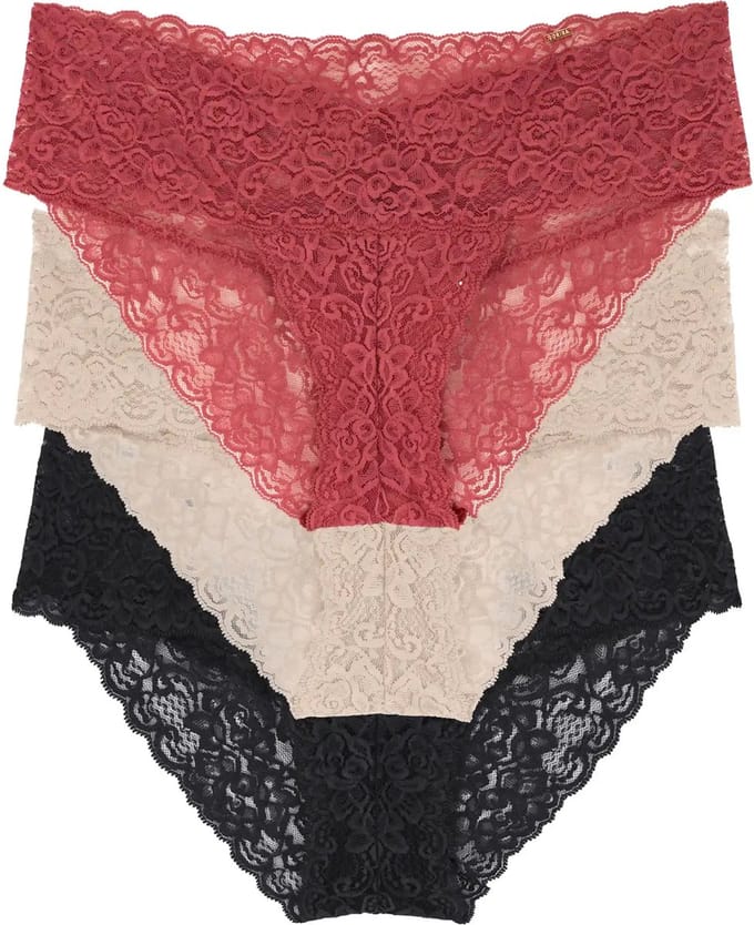 Dorina Dames slip 3-pack Kant - Lana - Kanten dames onderbroeken - microfiber ondergoed - XS