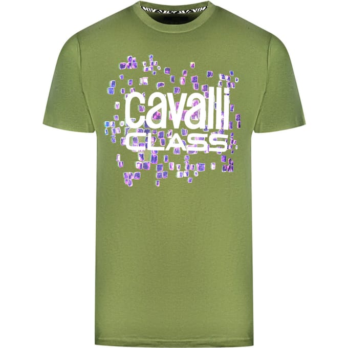 Cavalli Class Schalenontwerp Logo Groene T-Shirt