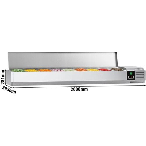 GGM Gastro Kühlaufsatzvitrine PREMIUM - 2000x395mm - 9x GN 1/3 Zilver