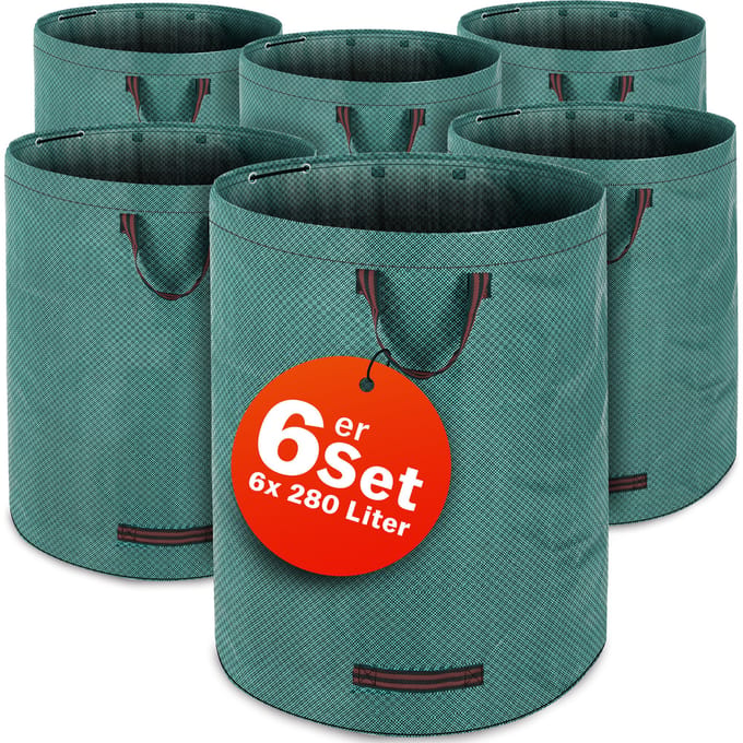 GARDEBRUK Tuinafvalzak Set van 6 - Pop Up 77x67cm 50Kg 280L - Groen