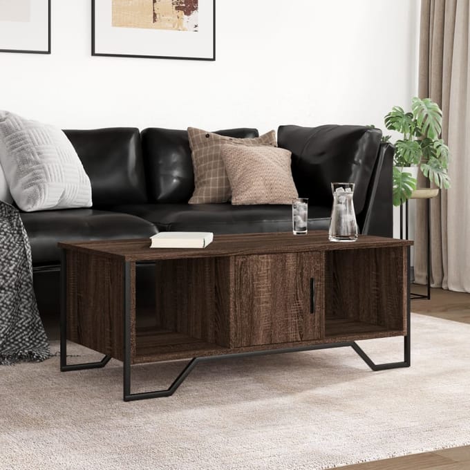 vidaXL - Salontafel - 100x51x40 - cm - bewerkt - hout - bruin - eikenkleur