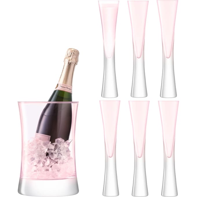 L.S.A. - Moya Champagne Serveerset Set van 7 Stuks - Glas - Roze