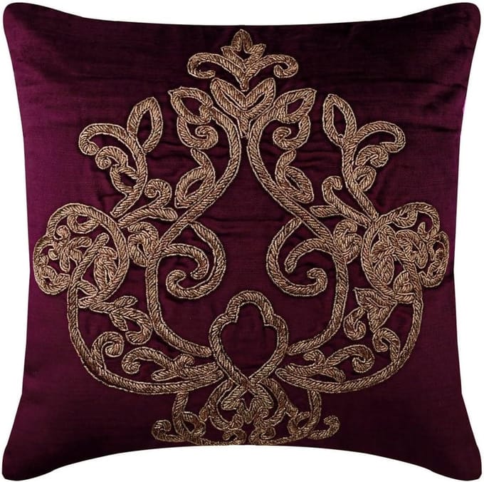 Set van 2 Luxe Fluwelen Sierkussenshoezen Paars, 60x60 cm, Damast Modern Design