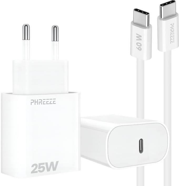 Usb C adapter 25w snellader met usb C kabel