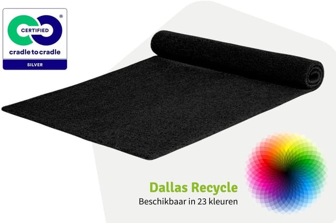 GJ Floors - Basic loper Dallas Recycle | Zwart - Breedte x Lengte: 1 meter / 5 meter