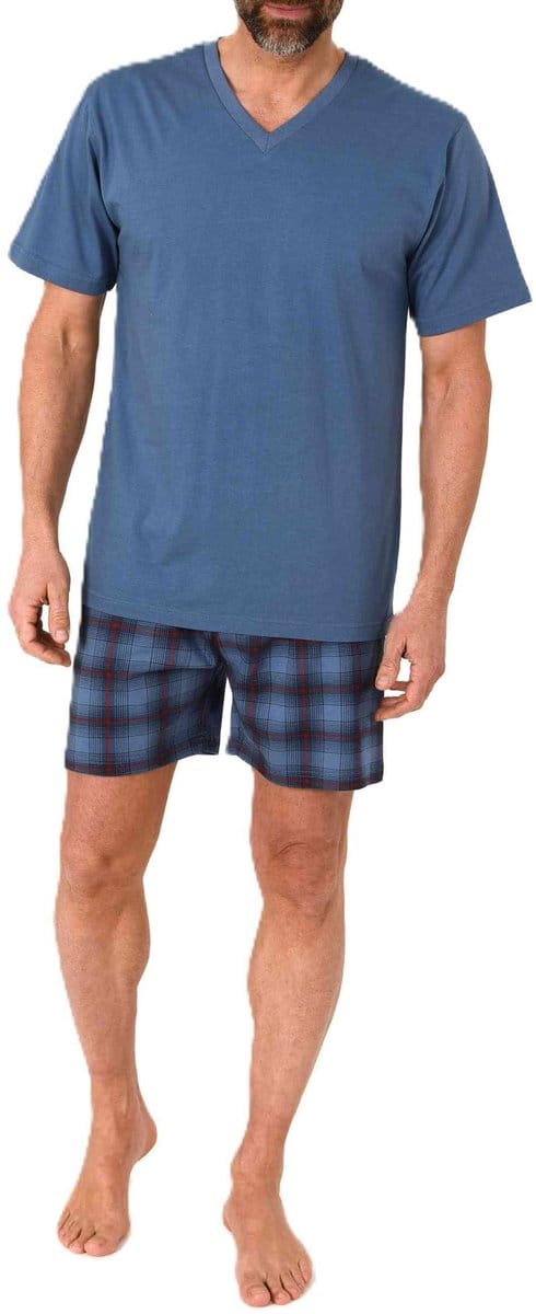 Normann herenpyjamashort met korte mouwen in geruite look - ook in grote maten
