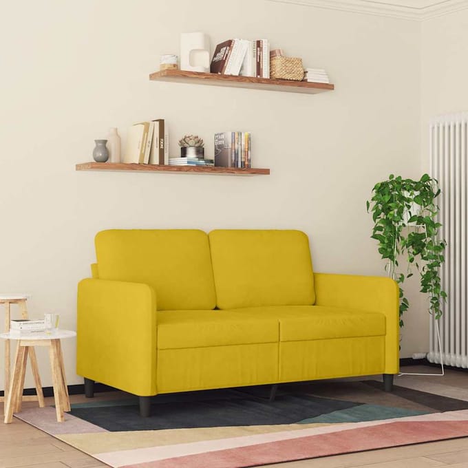 vidaXL - Tweezitsbank - 120 - cm - fluweel - geel