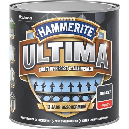 Hammerite Metaallak Ultima Hoogglans Antraciet 250ml