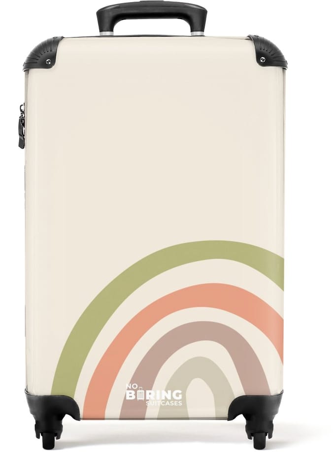 NoBoringSuitcases.com® - Beige koffer - Trolley regenboog - 55x35x25