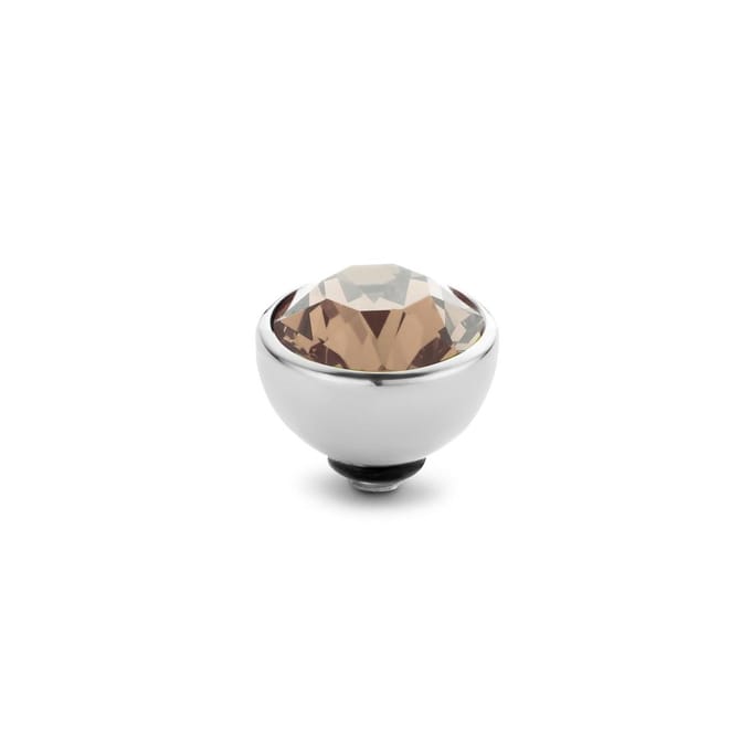Melano twisted steen rond - zilverkleurig + salmon - dames - 8mm