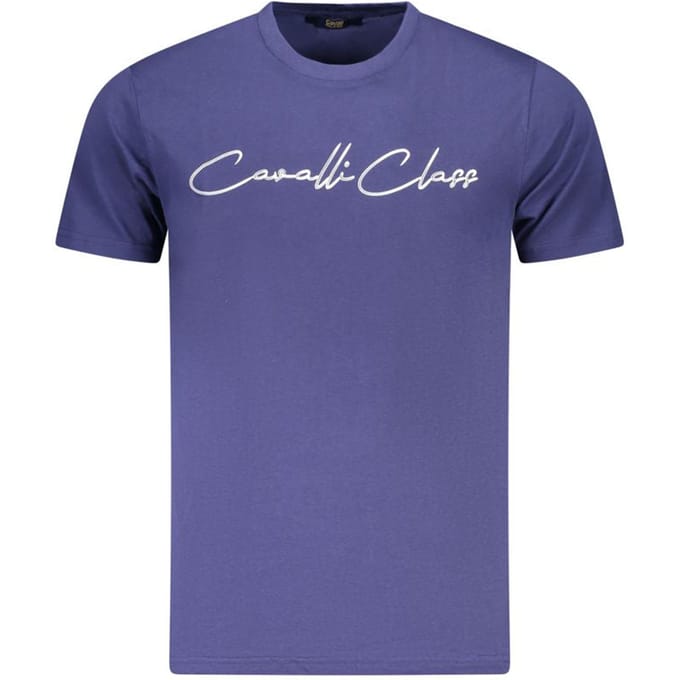 Cavalli Class Blu Katoenen Heren T-Shirt