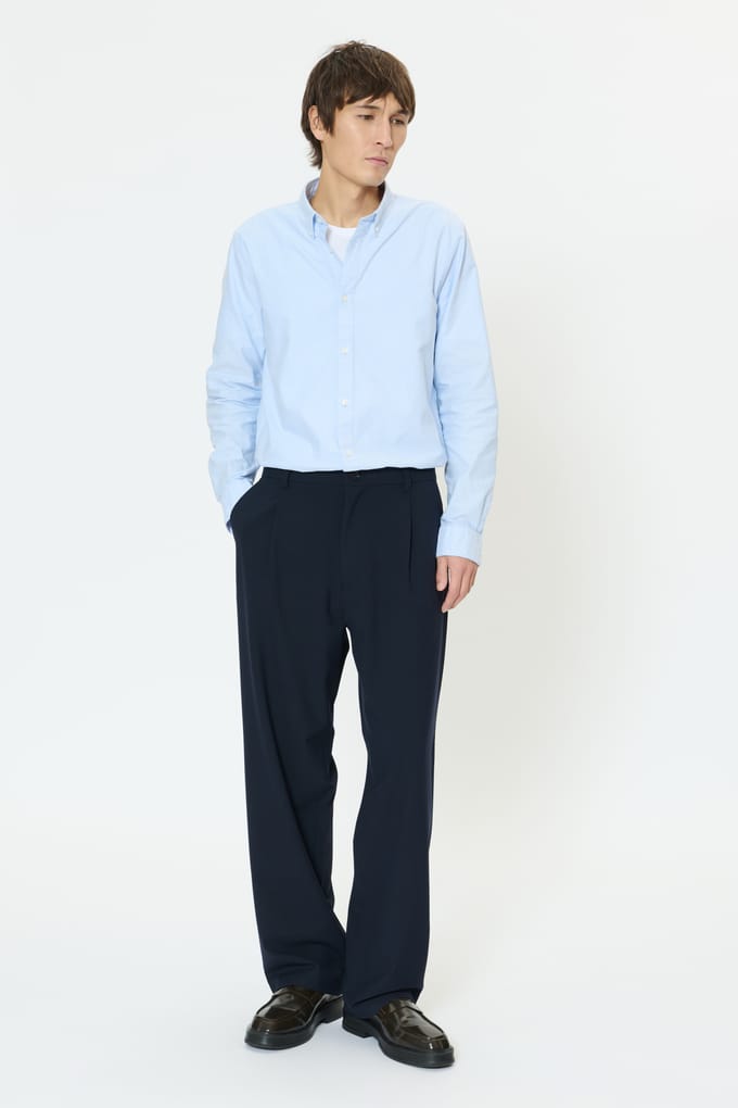 High waist chino met bandplooi