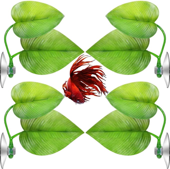 4 Stuks Betta Bed Leaf Hangmat voor Betta Vissen - Comfortabel en Veilig Rustplek voor Aquarium