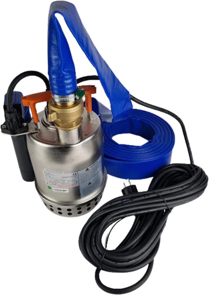Deltaline Wateroverlast Dompelpompset 9,6 m3/h met flotter automatic en 15 meter platte slang 32 mm afneembaar