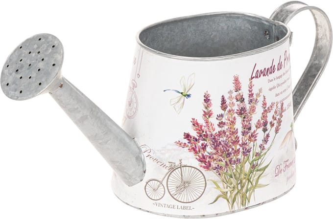 Decoratieve metalen gieter, lavendel, retro tuindesign, 30×11×14,5 cm