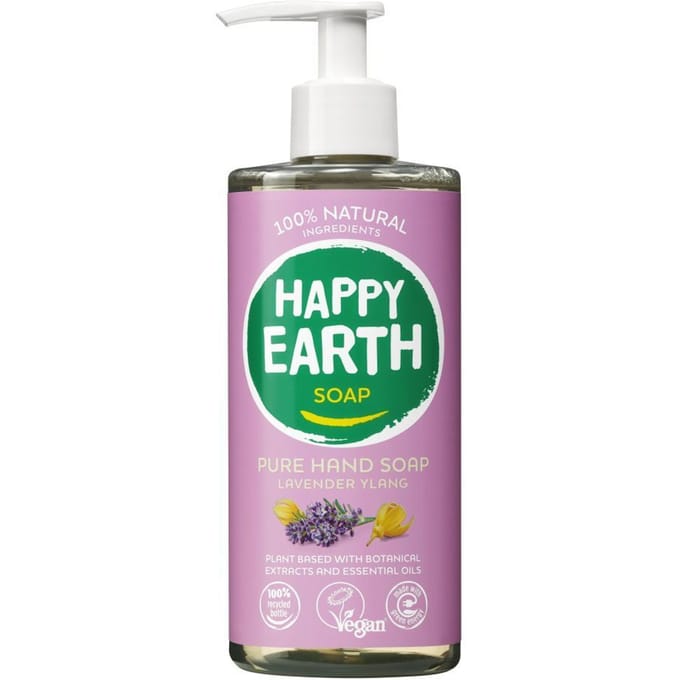 Happy Earth Handzeep Lavender Ylang - 100% Natuurlijk - Antibacterieel - Microplasticvrij - 300 ml