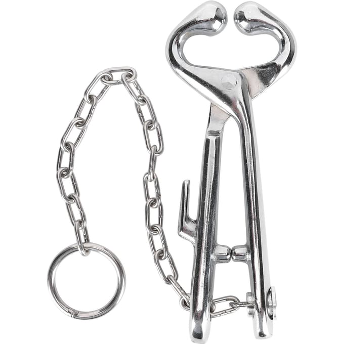 Koe-neustang RVS vee-neusringtang met ketting Cattle Traction Clamp gray