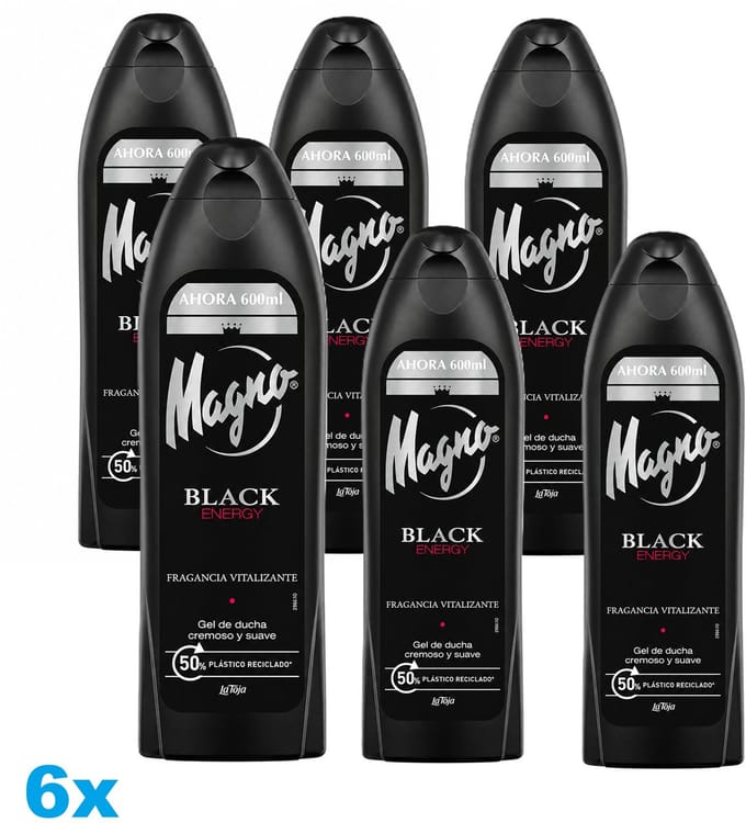 Magno Black Energy Douchegel – 6 x 600ml – Voordeelverpakking