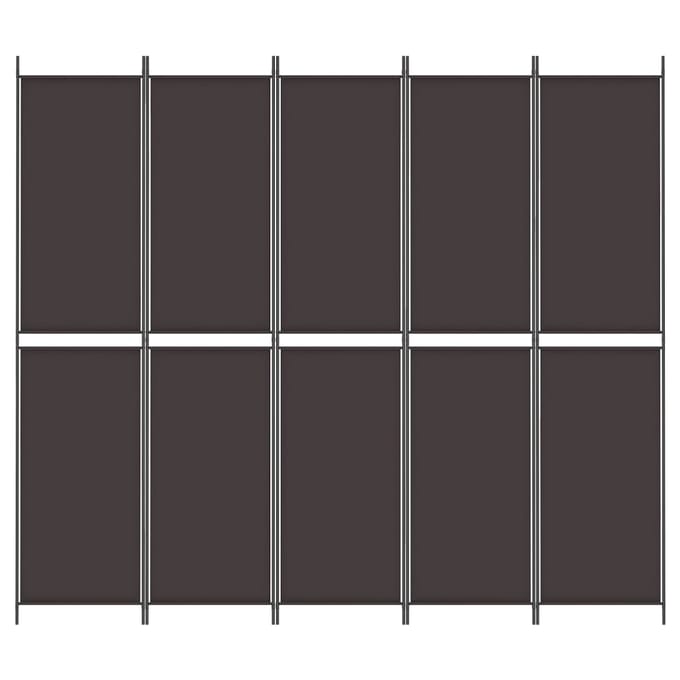 vidaXL - Kamerscherm - met - 5 - panelen - 250x220 - cm - stof - bruin